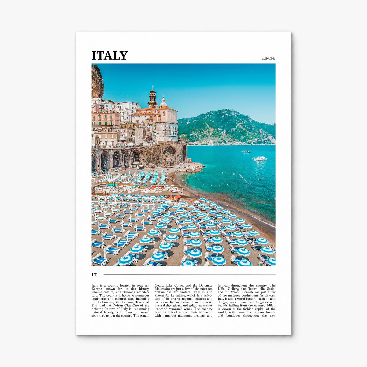 Italy Travel Poster, print only (unframed)