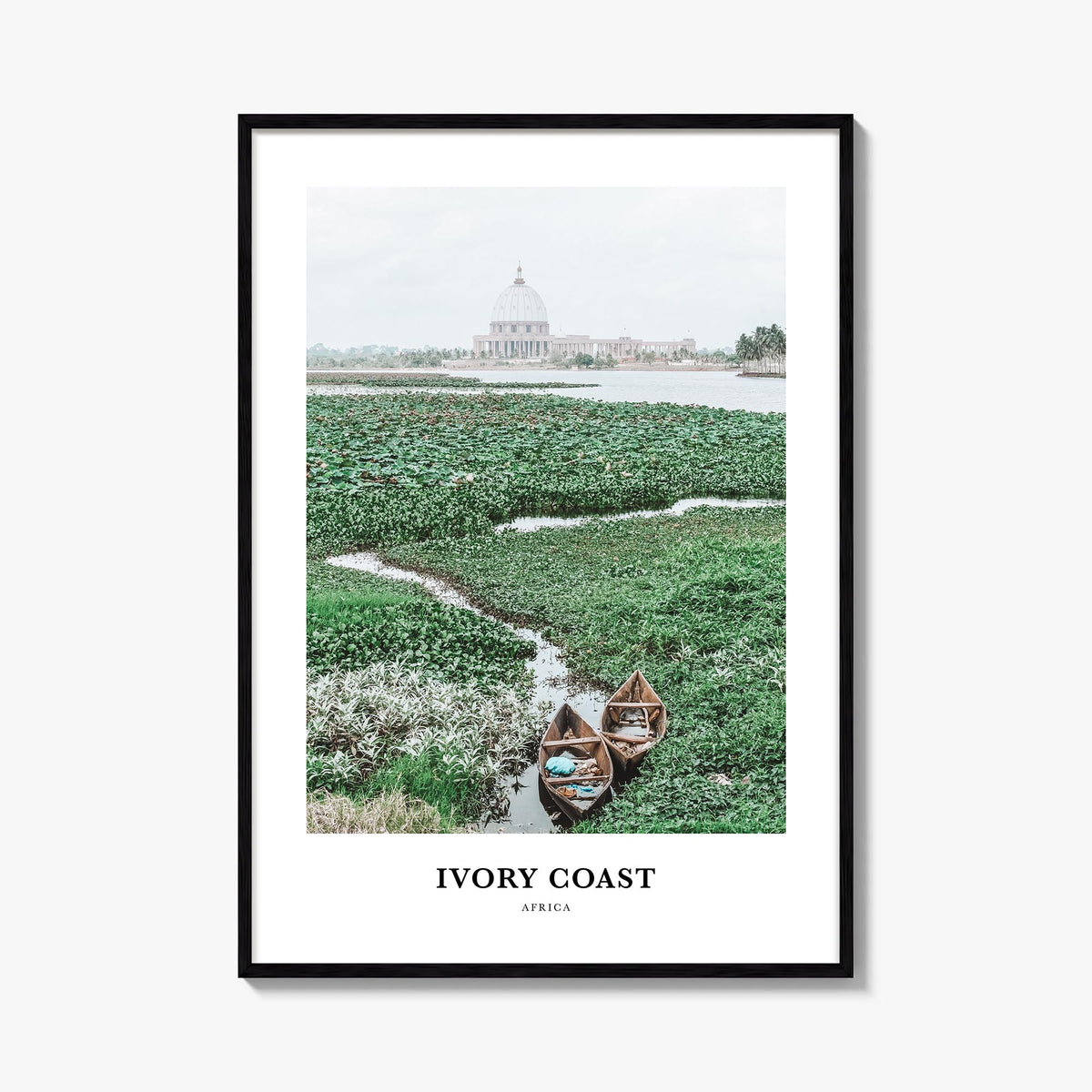 Ivory Coast colorful classic poster of Côte d'Ivoire – vertical wall art, unframed print shown in interior mockup