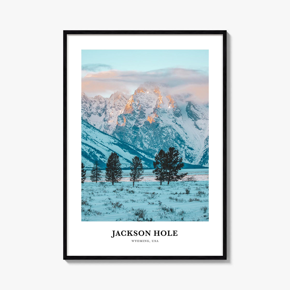 Jackson Hole colorful classic poster of Wyoming, USA – vertical wall art, unframed print shown in interior mockup