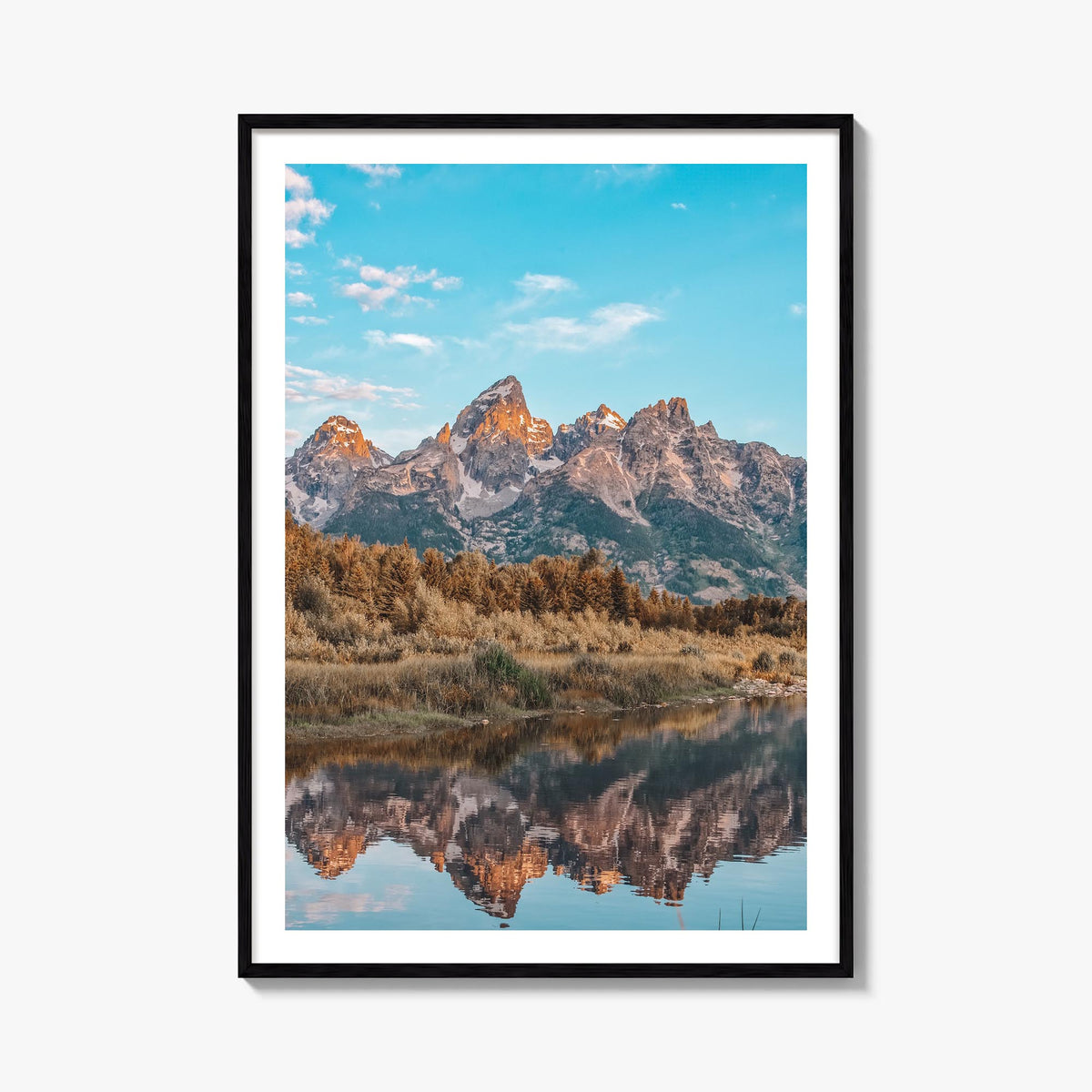 Jackson Hole colorful photo poster of Wyoming, USA – vertical wall art, unframed print shown in interior mockup