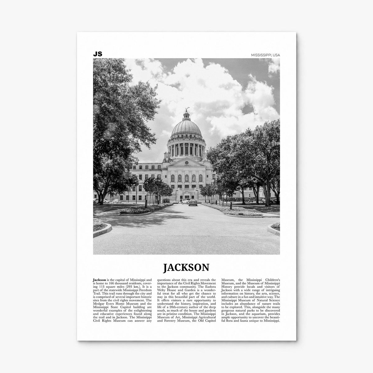 Jackson, Mississippi Newspaper No 2 Poster, print only (unframed)