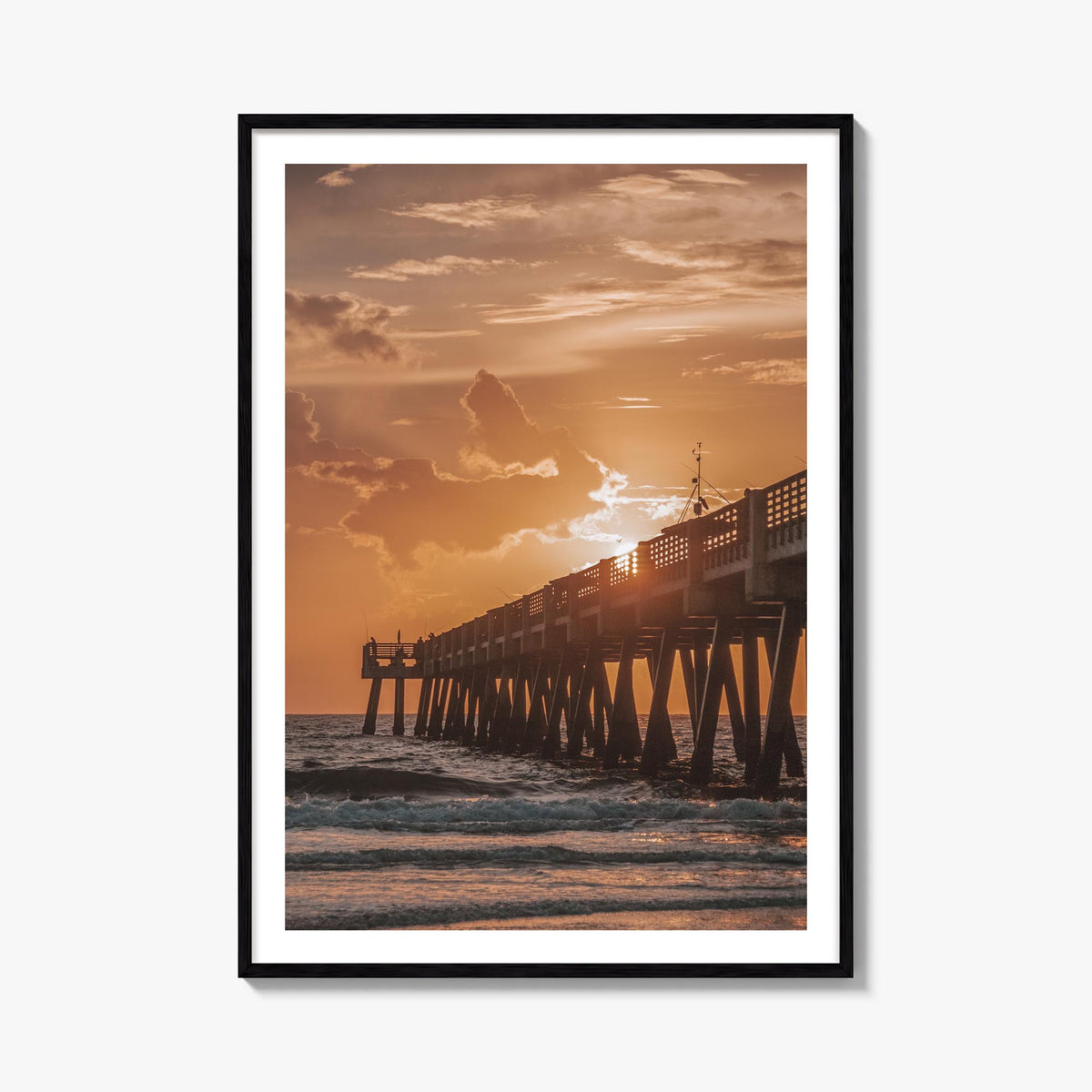 Jacksonville Beach no. 2 colorful photo poster of Florida, USA – vertical wall art, unframed print shown in interior mockup
