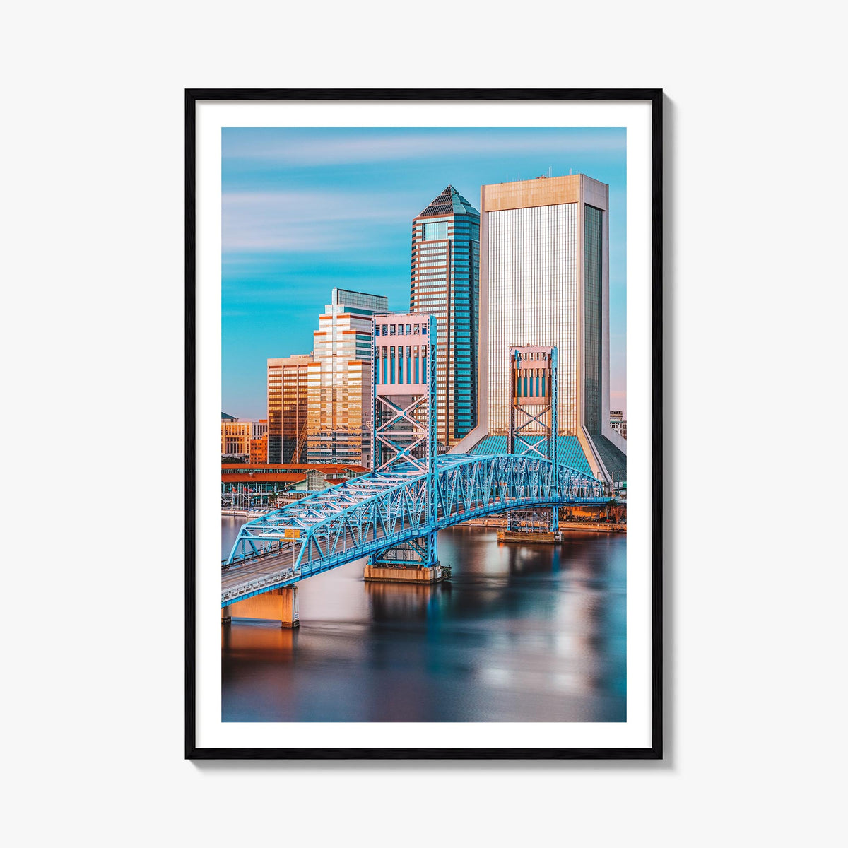 Jacksonville no. 1 colorful photo poster of Florida, USA – vertical wall art, unframed print shown in interior mockup