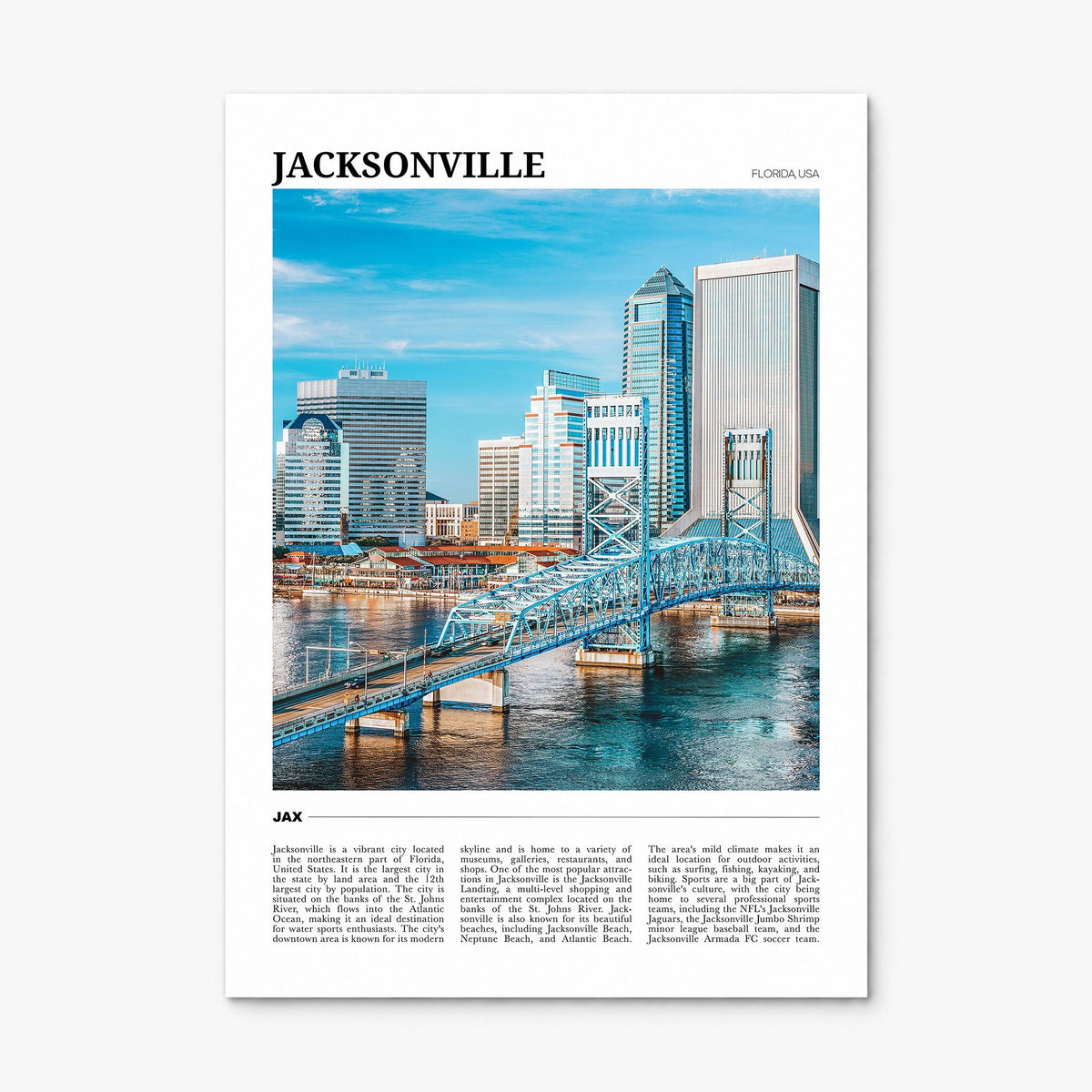 Jacksonville Travel Poster, print only (unframed)