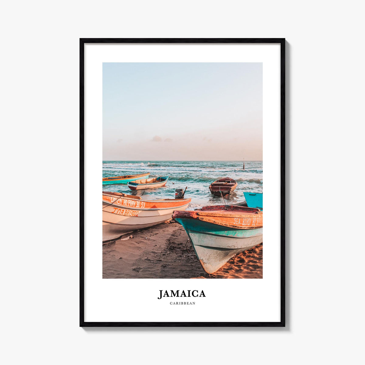 Jamaica no. 1 colorful classic poster of Caribbean – vertical wall art, unframed print shown in interior mockup