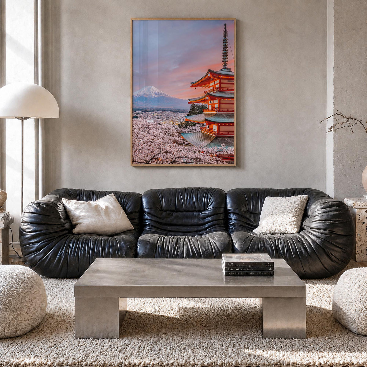Japan no. 1 colorful photo poster of Asia – vertical wall art in natural wood frame, hanging on wall