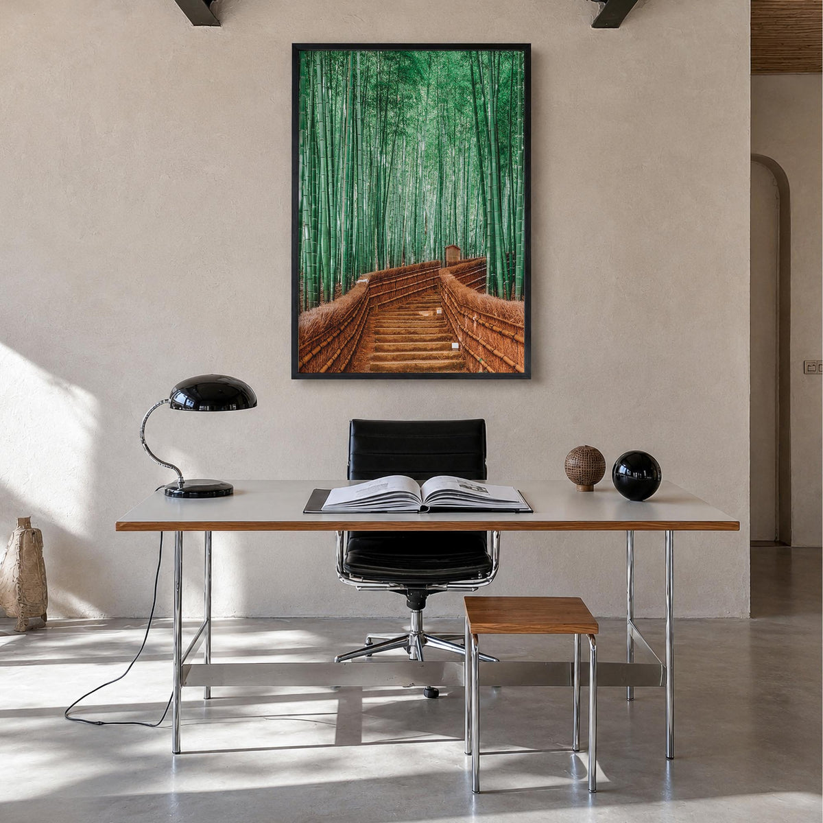 Japan no. 3 colorful photo poster of Asia – vertical wall art in black wood frame, hanging on wall