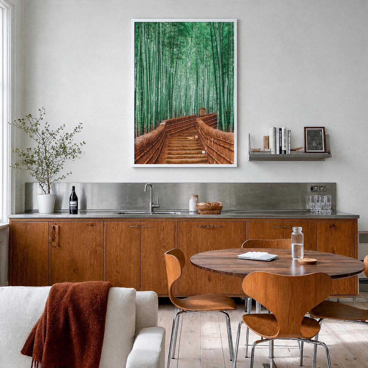 Japan no. 3 colorful photo poster of Asia – vertical wall art in white wood frame, hanging on wall