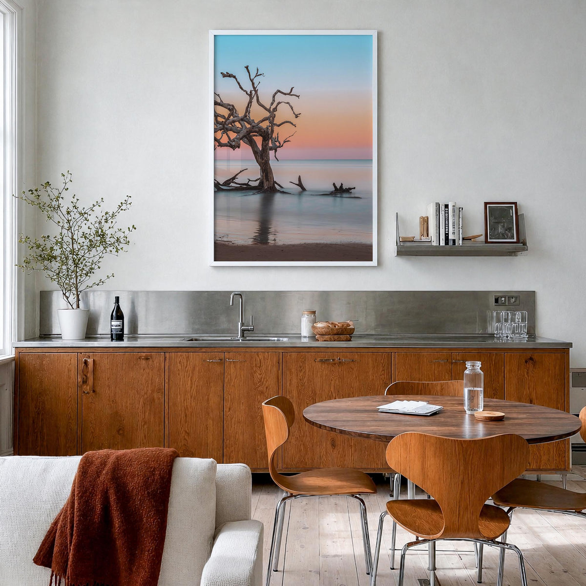 Jekyll Island colorful photo poster of Georgia, USA – vertical wall art in white wood frame, hanging on wall