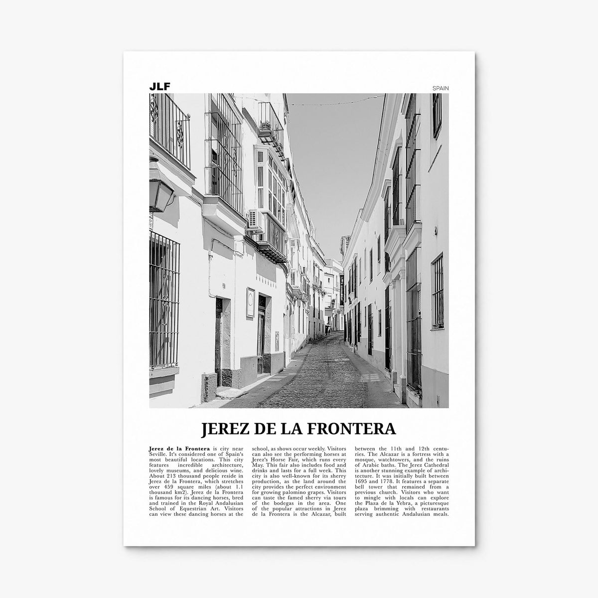 Jerez de la Frontera Newspaper Poster, print only (unframed)