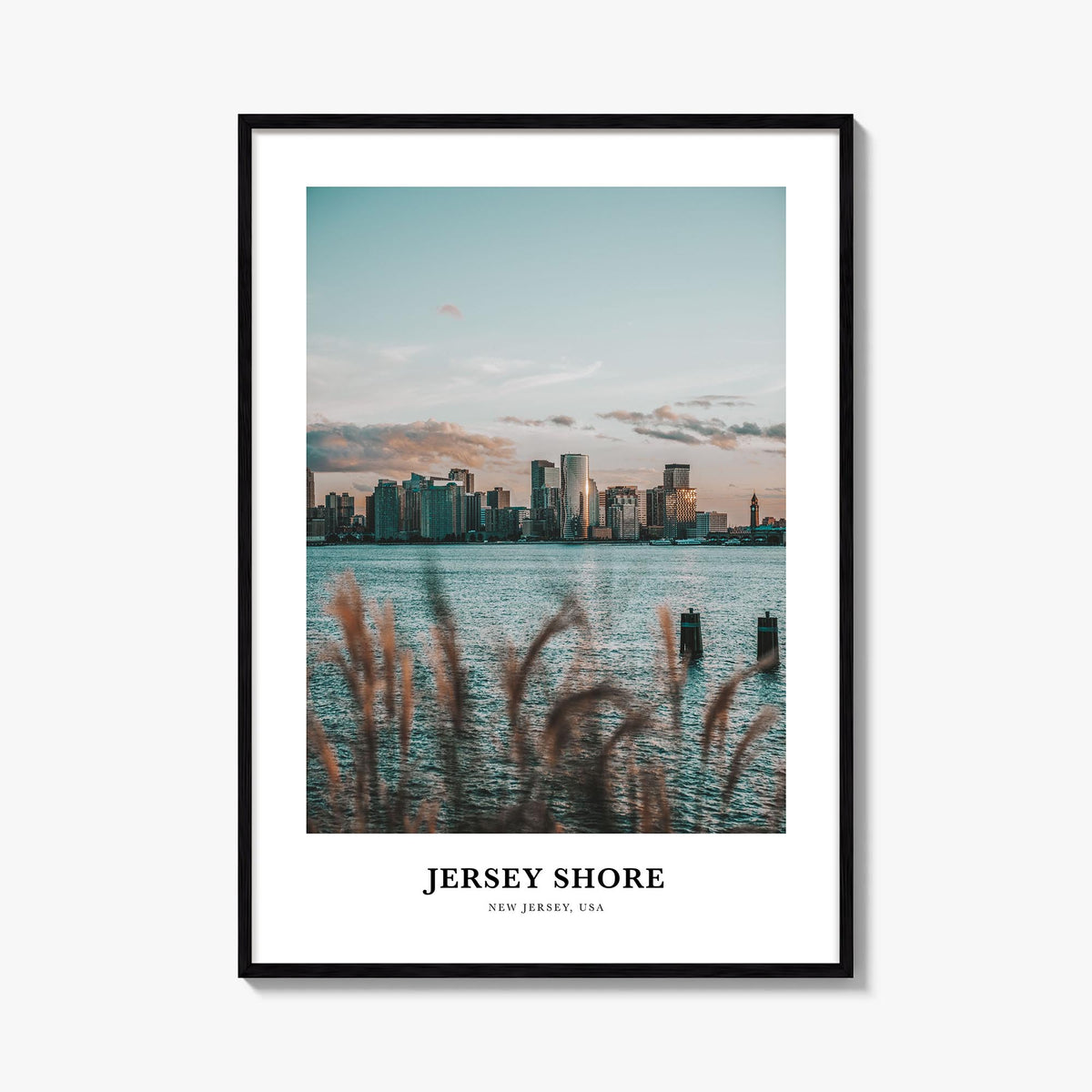 Jersey Shore colorful classic poster of New Jersey, USA – vertical wall art, unframed print shown in interior mockup