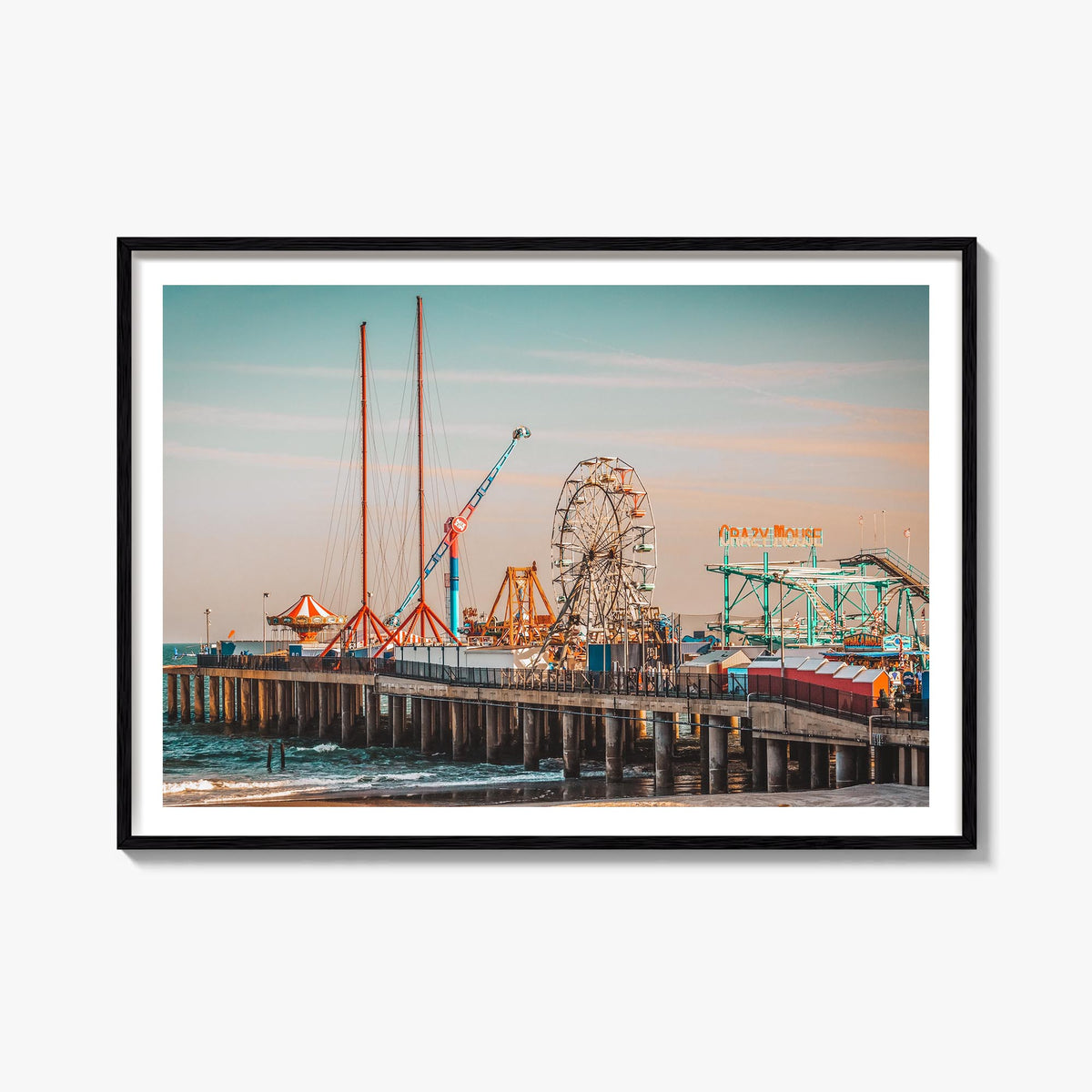 Jersey Shore colorful photo poster of New Jersey, USA – horizontal wall art, unframed print shown in interior mockup