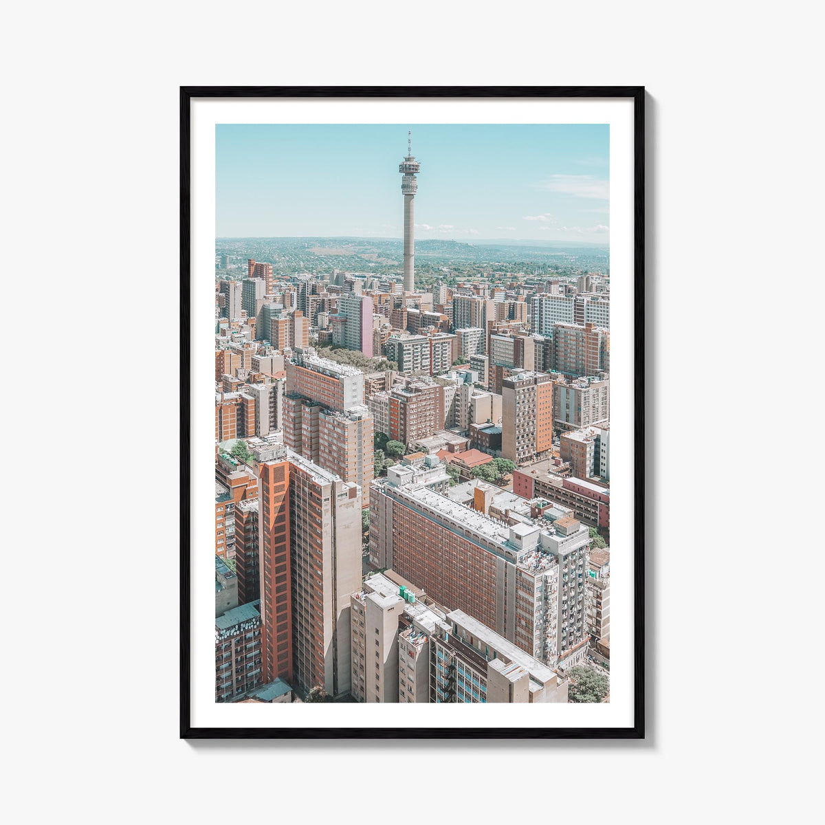 Johannesburg colorful photo poster of South Africa – vertical wall art, unframed print shown in interior mockup