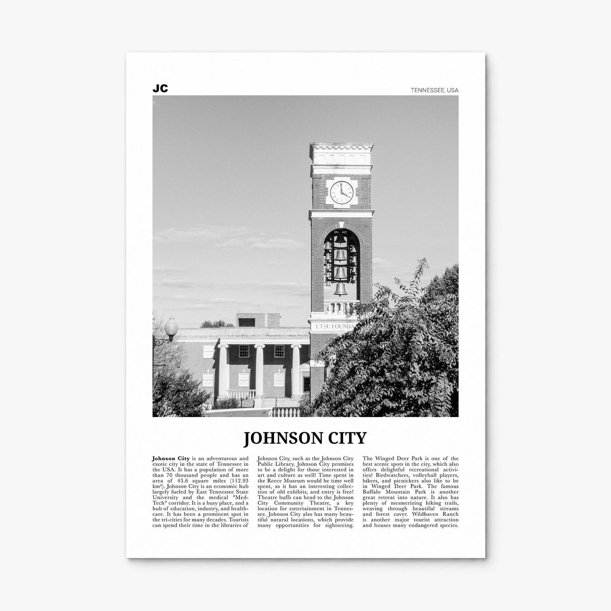 Johnson City Newspaper Poster, print only (unframed)