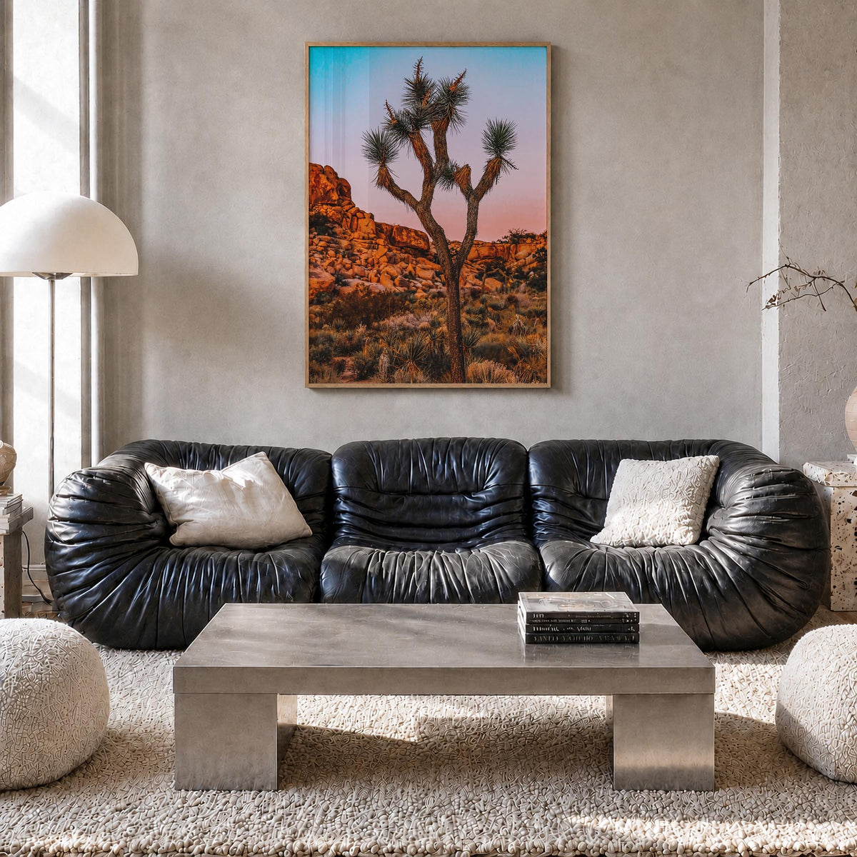 Joshua Tree National Park no. 1 colorful photo poster of California, USA – vertical wall art in natural wood frame, hanging o