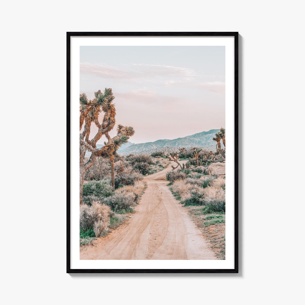 Joshua Tree National Park no. 3 colorful photo poster of California, USA – vertical wall art, unframed print shown in interio