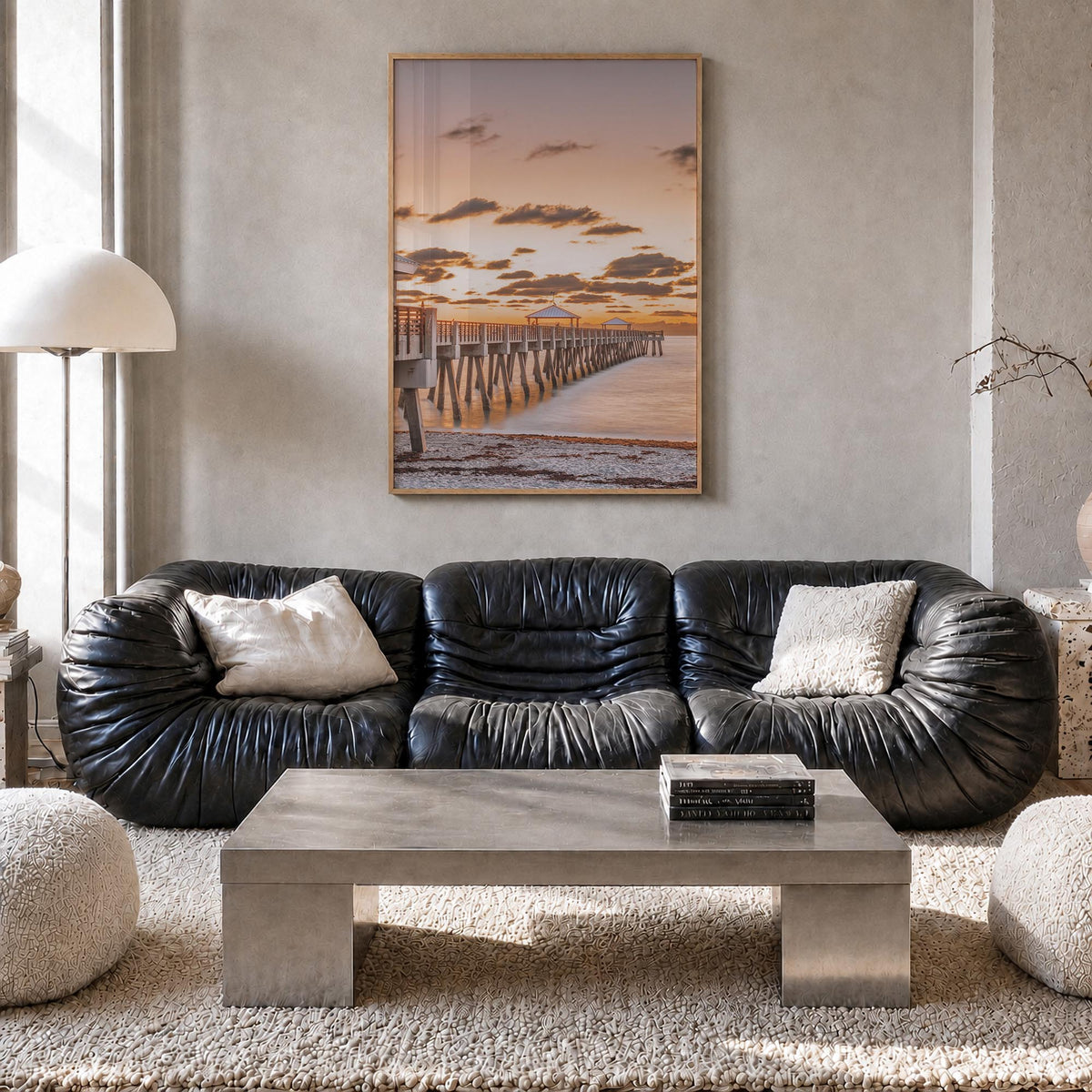 Jupiter no. 2 colorful photo poster of Florida, USA – vertical wall art in natural wood frame, hanging on wall