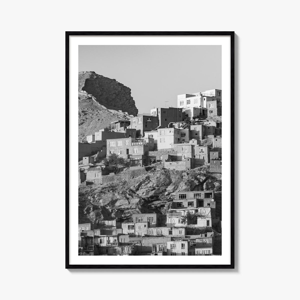 Kabul black & white photo poster of Afghanistan – vertical wall art, unframed print shown in interior mockup
