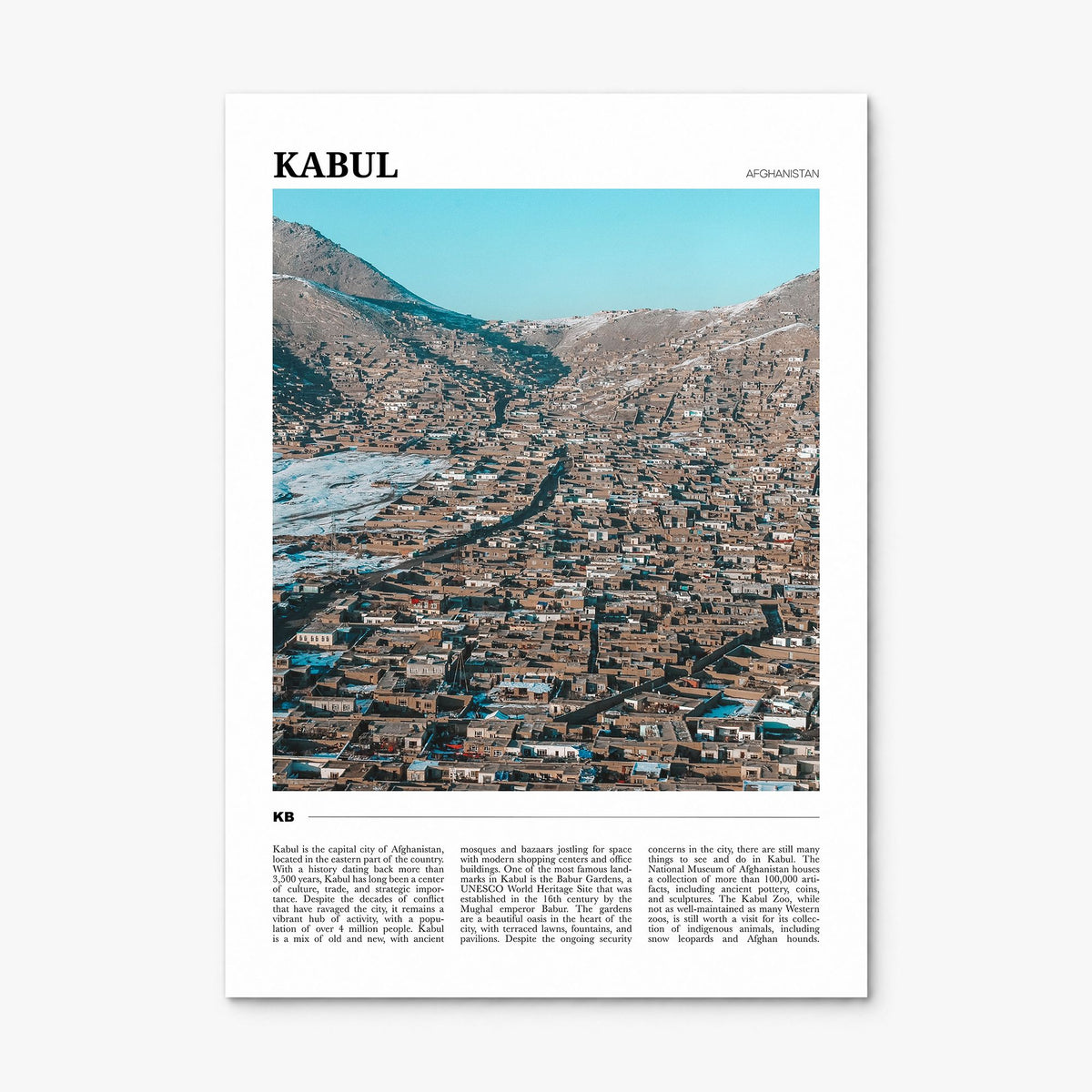 Kabul Travel Poster, print only (unframed)