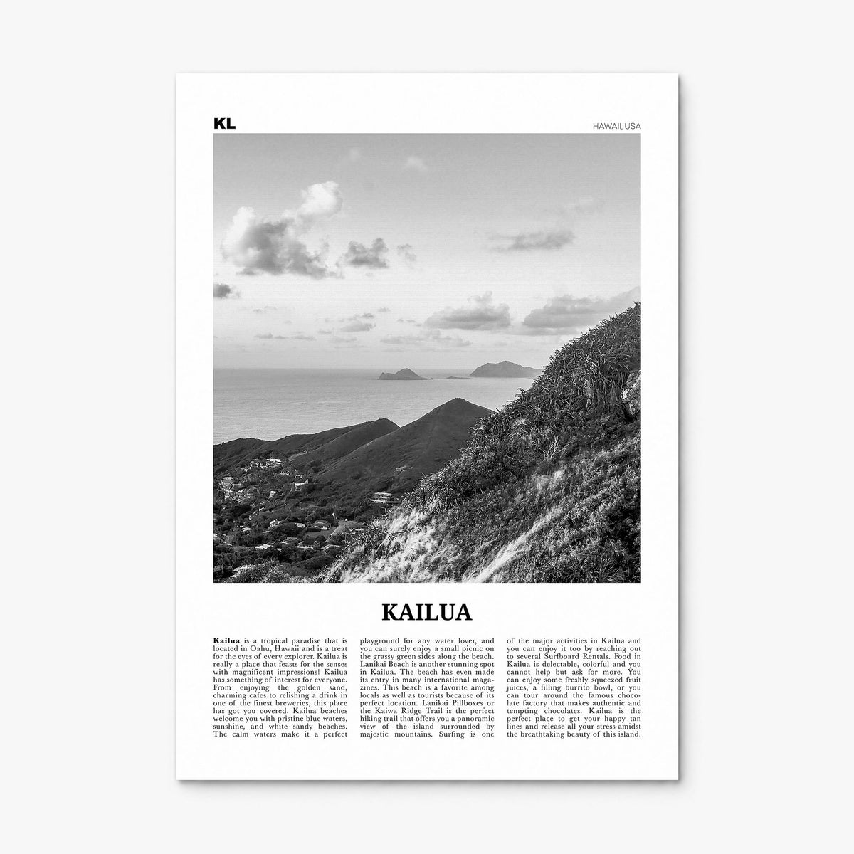 Kailua, Oahu Newspaper Poster, print only (unframed)