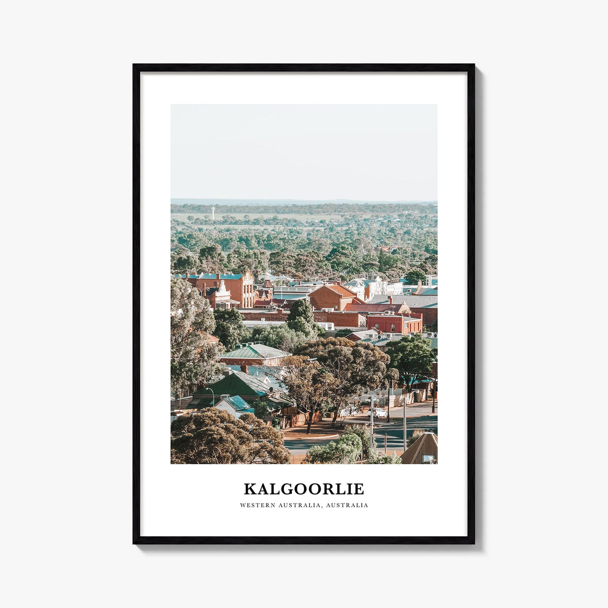 Kalgoorlie colorful classic poster of Australia – vertical wall art, unframed print shown in interior mockup