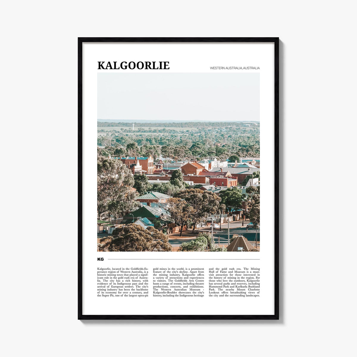Kalgoorlie colorful travel poster of Australia – vertical wall art, unframed print shown in interior mockup