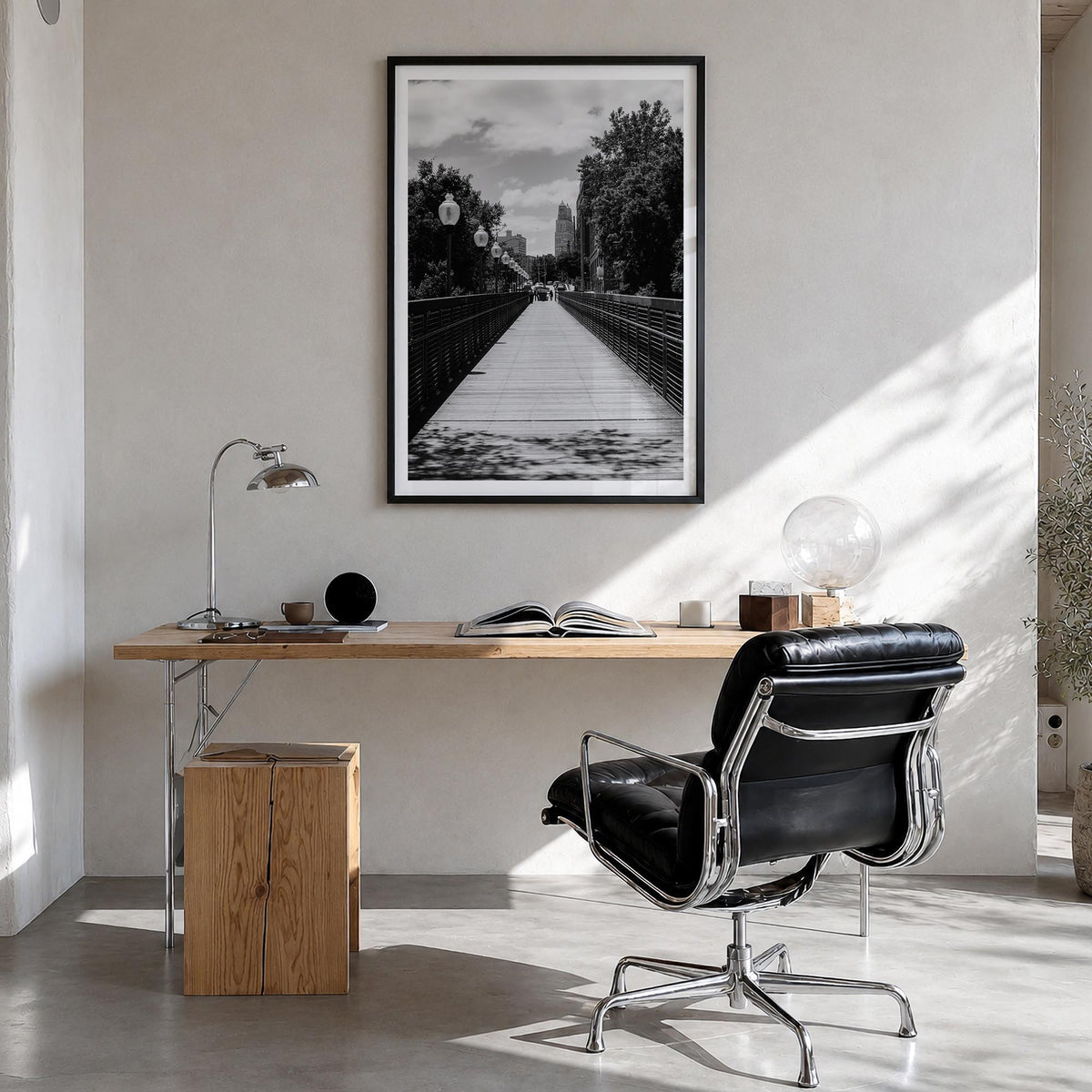 Kansas City no. 3 black & white photo poster of Missouri, USA – vertical wall art in black wood frame with white border, hang