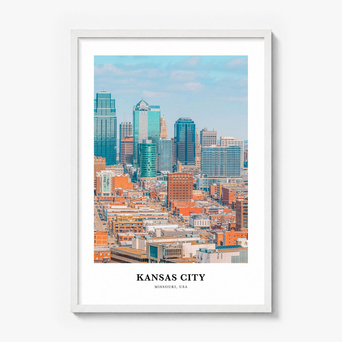 Kansas City, Missouri Classic No 2 Poster in a white wood frame