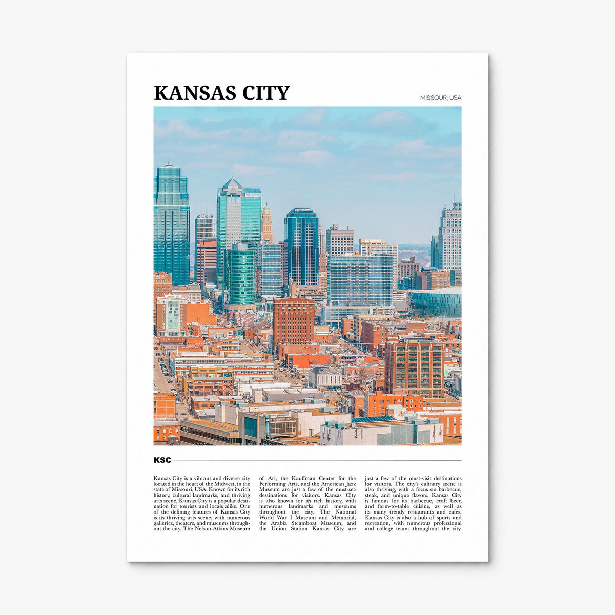 Kansas City, Missouri Travel No 2 Poster, print only (unframed)