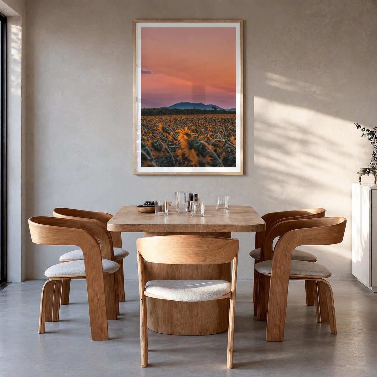 Kansas no. 1 colorful photo poster of United States – vertical wall art in natural wood frame with white border, hanging on w