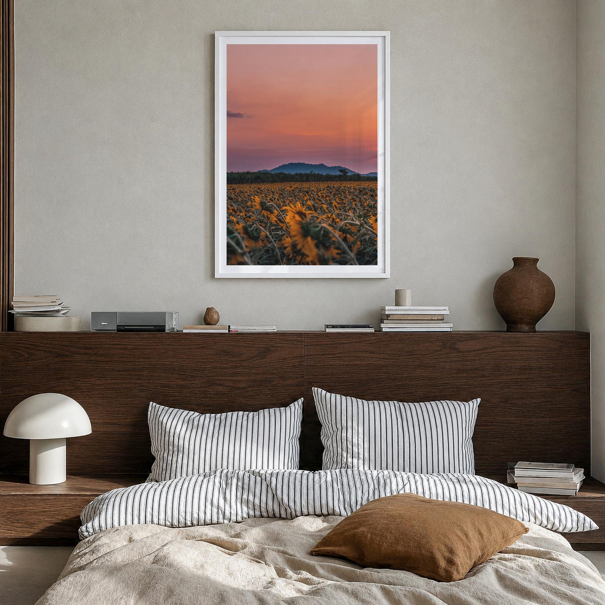 Kansas no. 1 colorful photo poster of United States – vertical wall art in white wood frame with white border, hanging on wal
