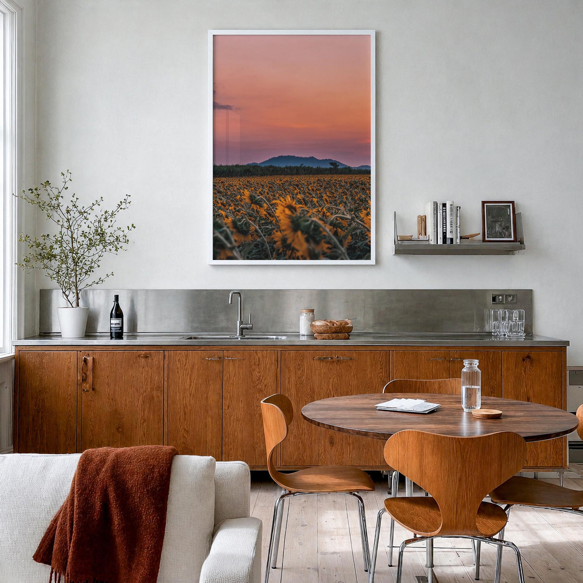 Kansas no. 1 colorful photo poster of United States – vertical wall art in white wood frame, hanging on wall