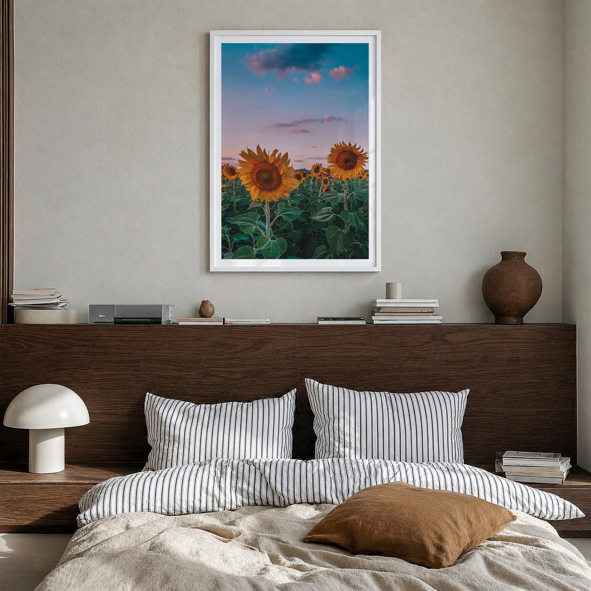 Kansas no. 2 colorful photo poster of United States – vertical wall art in white wood frame with white border, hanging on wal