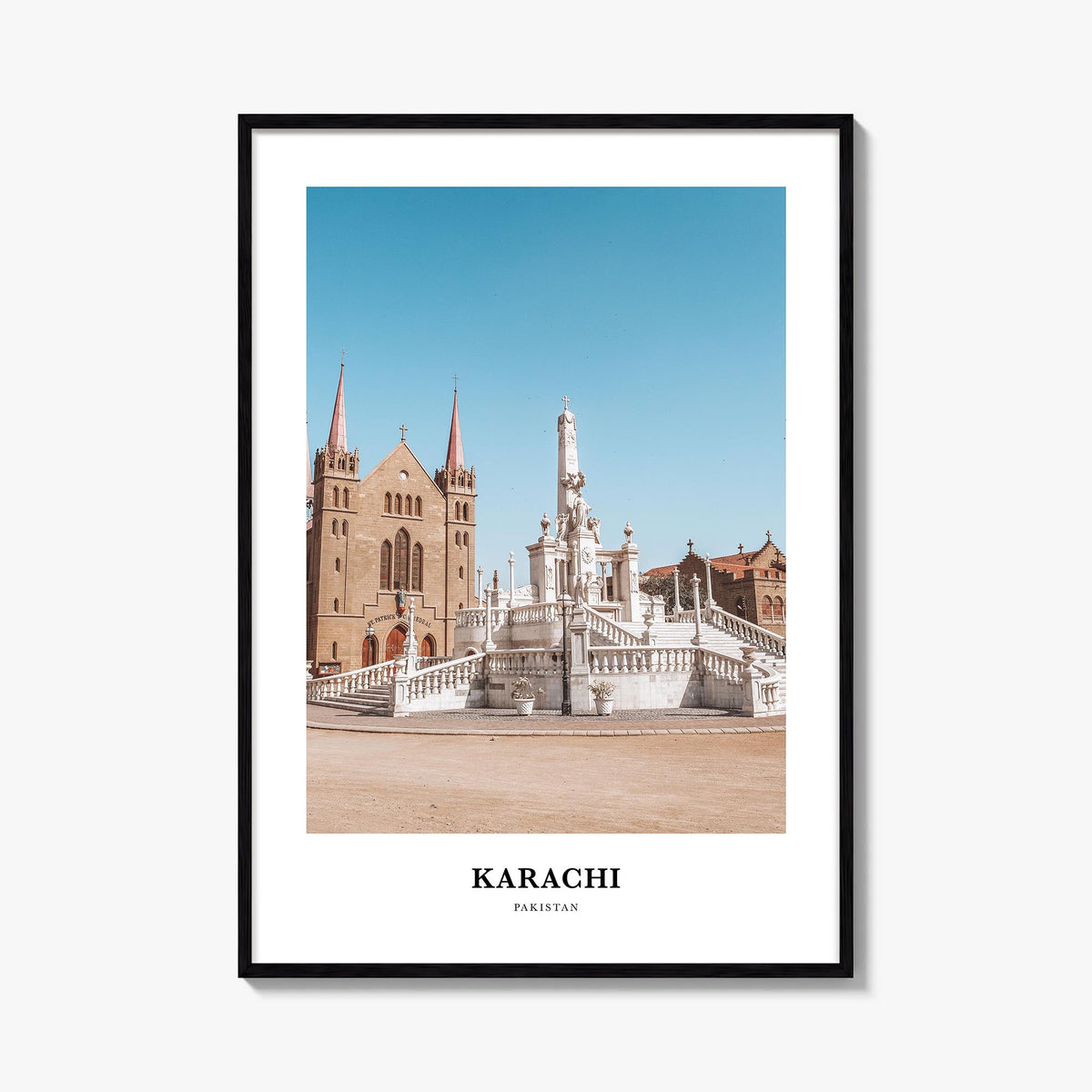 Karachi no. 1 colorful classic poster of Pakistan – vertical wall art, unframed print shown in interior mockup