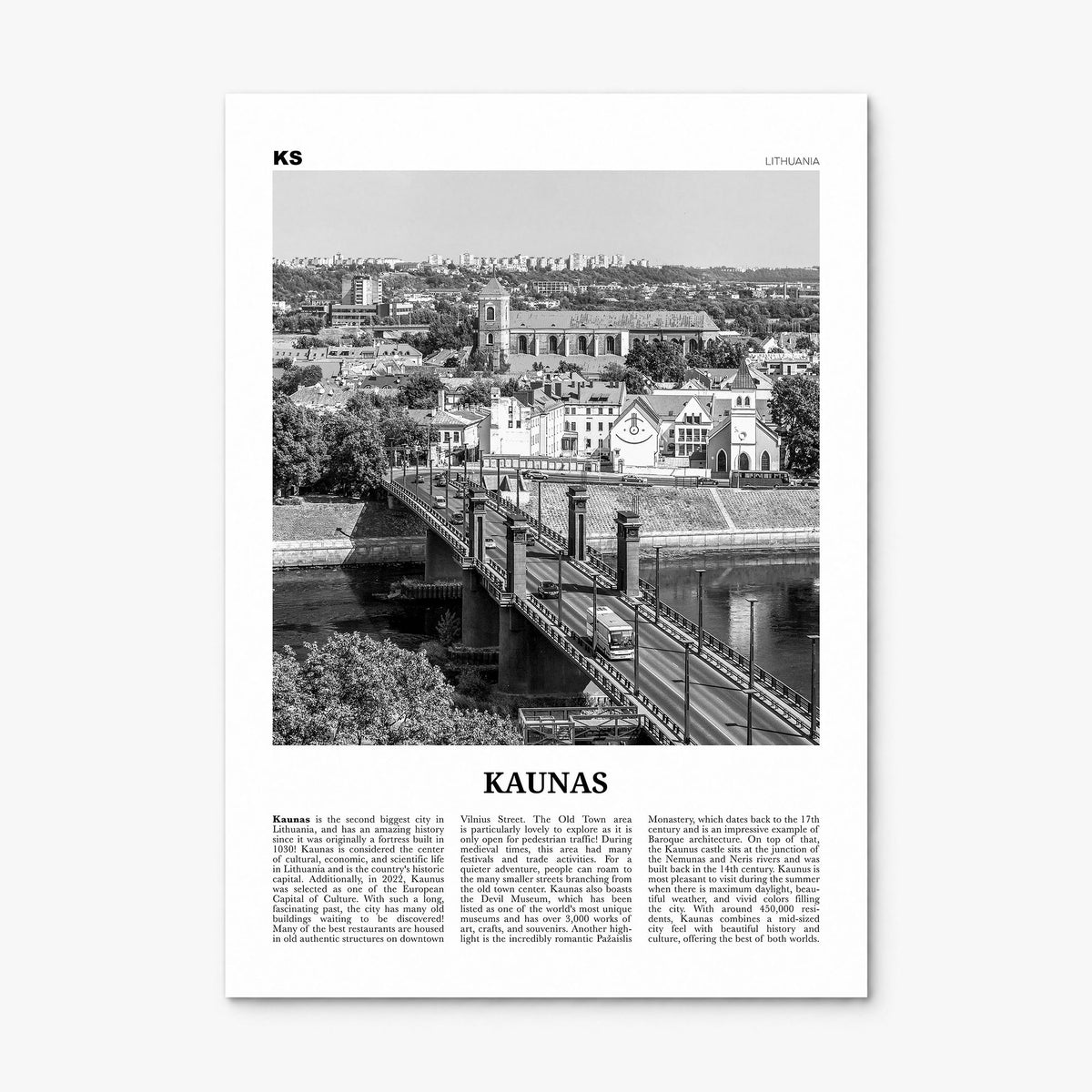 Kaunas Newspaper Poster, print only (unframed)