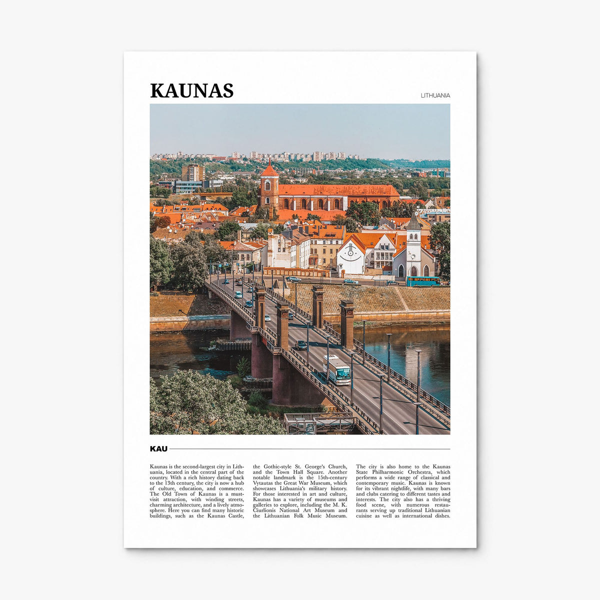 Kaunas Travel Poster, print only (unframed)
