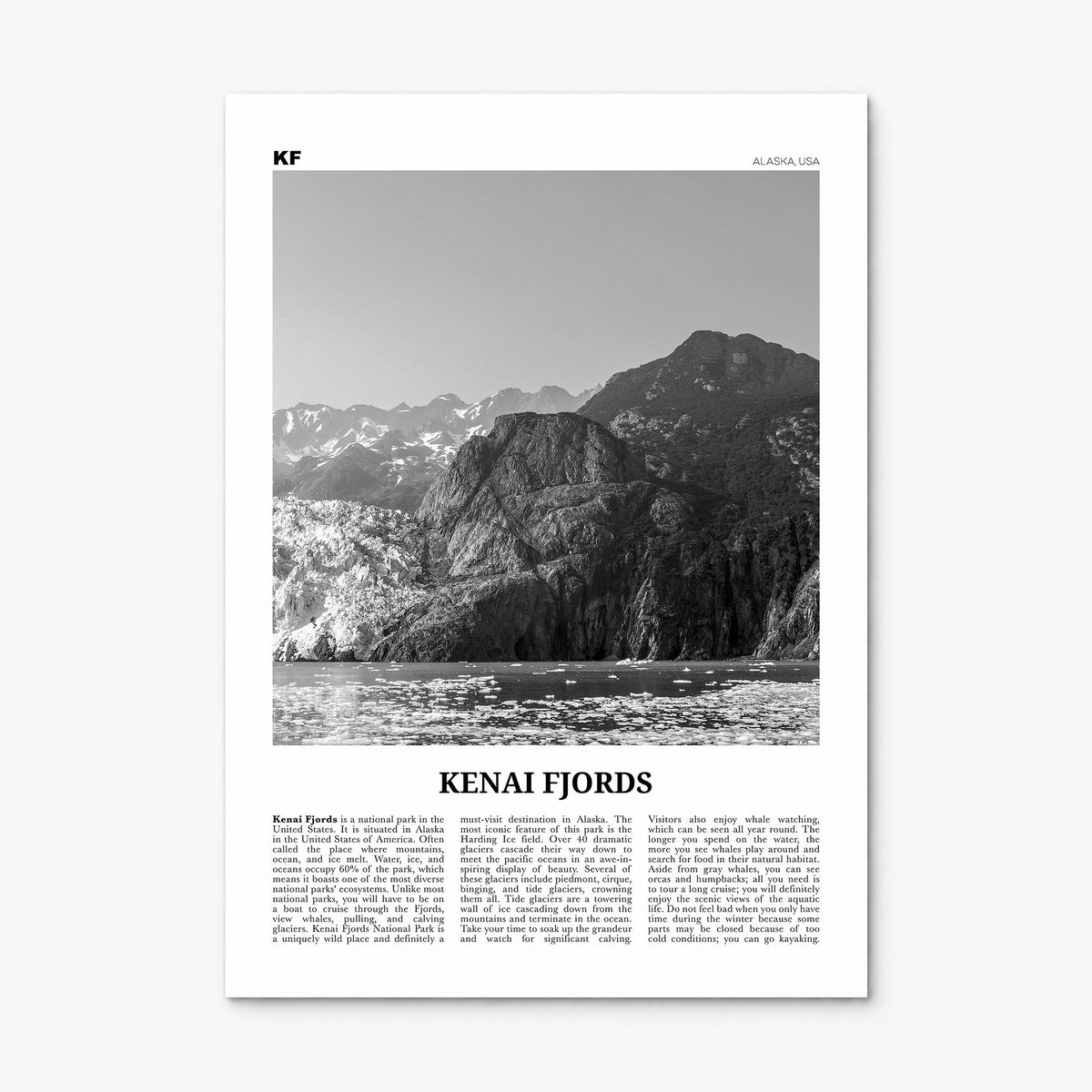 Kenai Fjords National Park Newspaper Poster, print only (unframed)