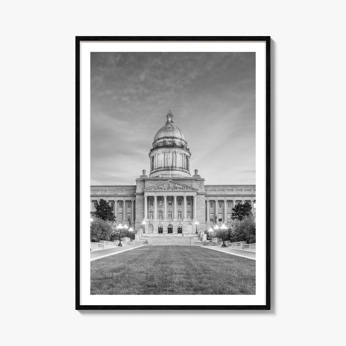 Kentucky black & white photo poster of United States – vertical wall art, unframed print shown in interior mockup