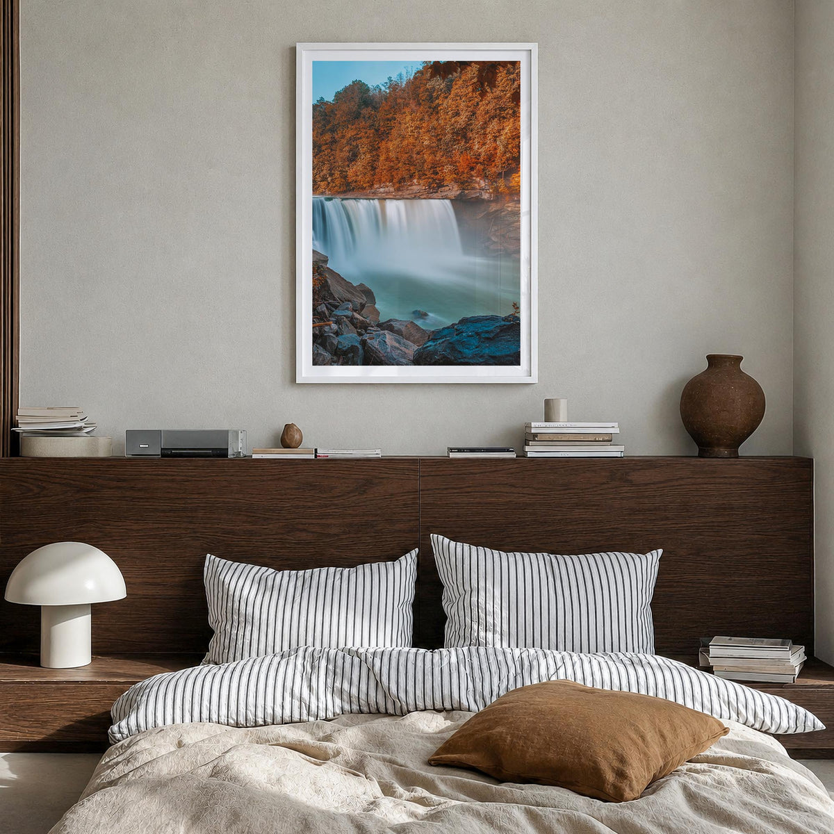 Kentucky no. 1 colorful photo poster of United States – vertical wall art in white wood frame with white border, hanging on w