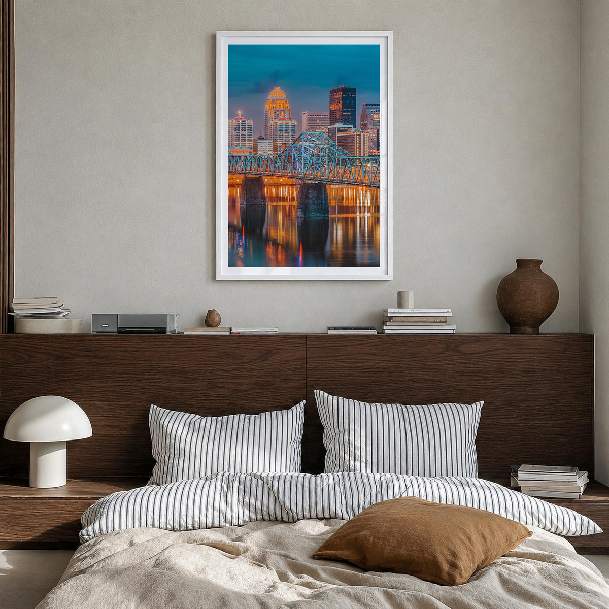 Kentucky no. 2 colorful photo poster of United States – vertical wall art in white wood frame with white border, hanging on w