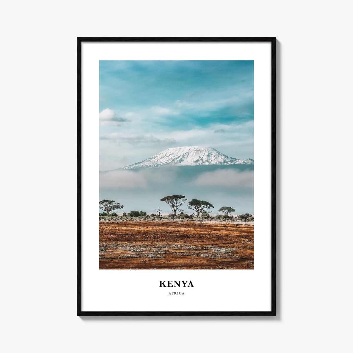 Kenya colorful classic poster of Africa – vertical wall art, unframed print shown in interior mockup