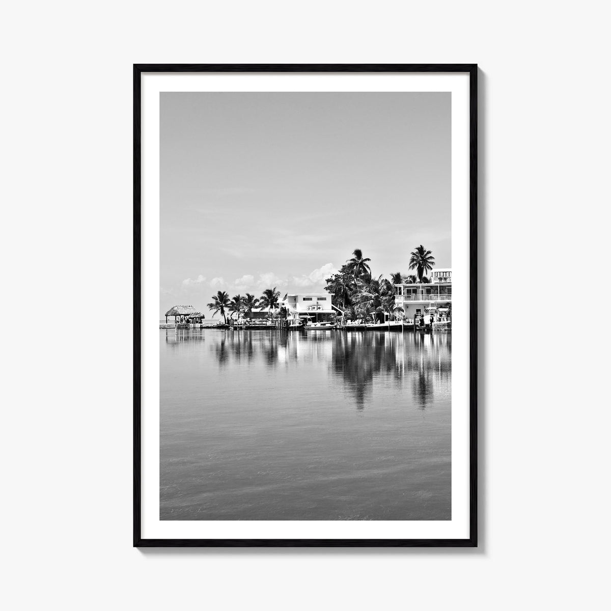 Key West black & white photo poster of Florida, USA – vertical wall art, unframed print shown in interior mockup