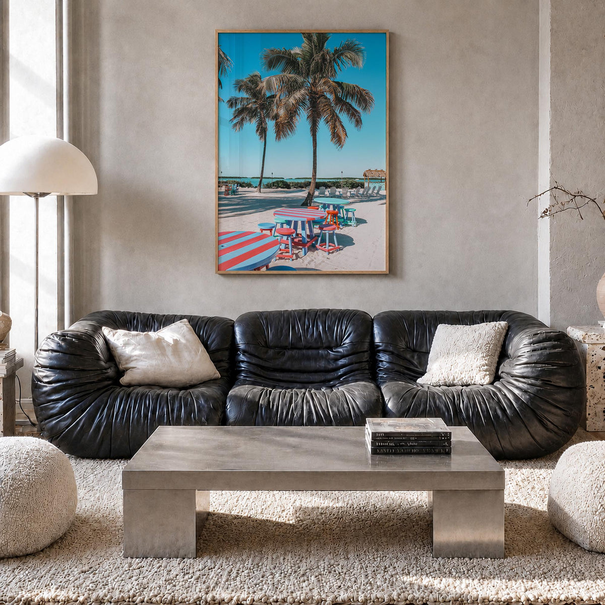 Key West no. 2 colorful photo poster of Florida, USA – vertical wall art in natural wood frame, hanging on wall