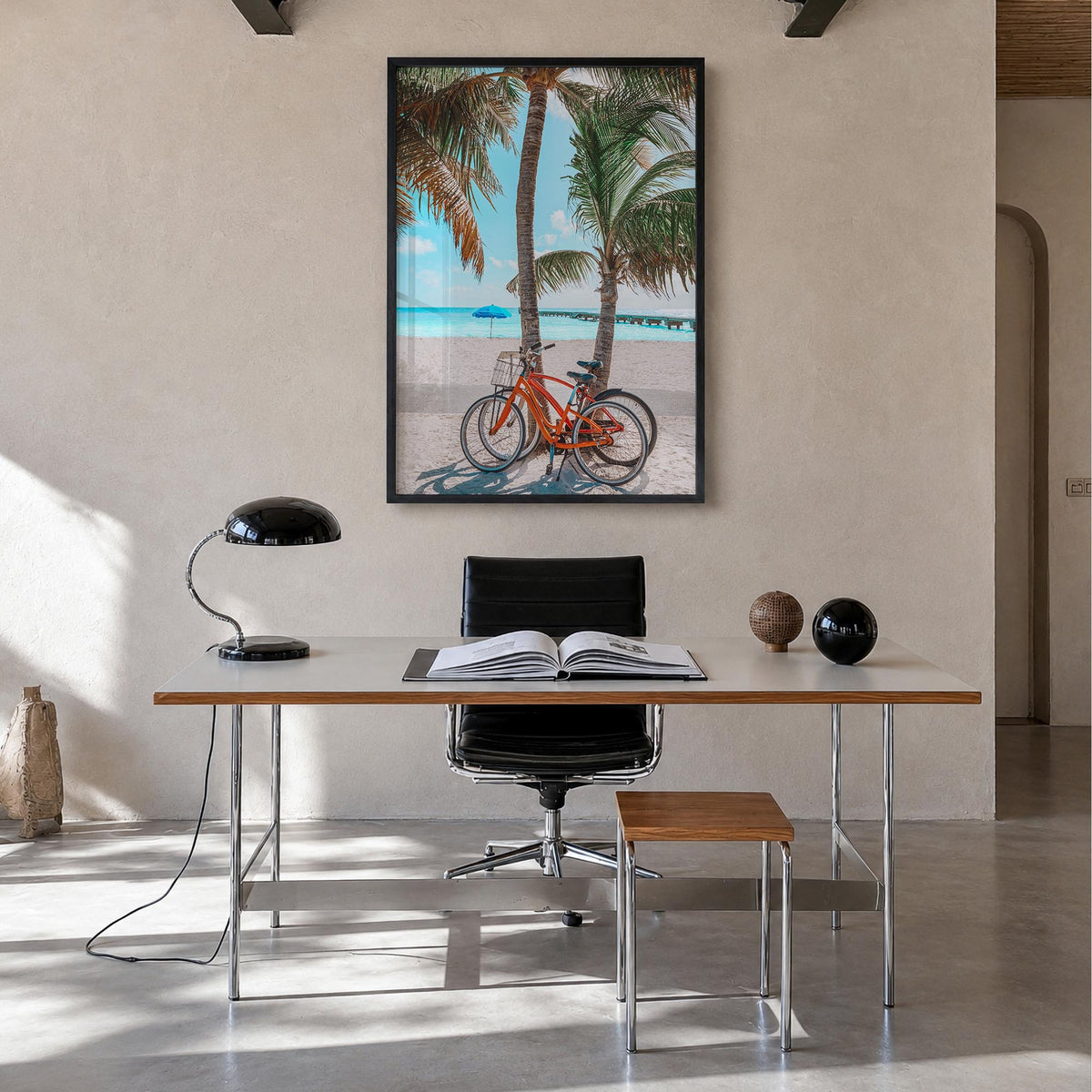 Key West no. 3 colorful photo poster of Florida, USA – vertical wall art in black wood frame, hanging on wall