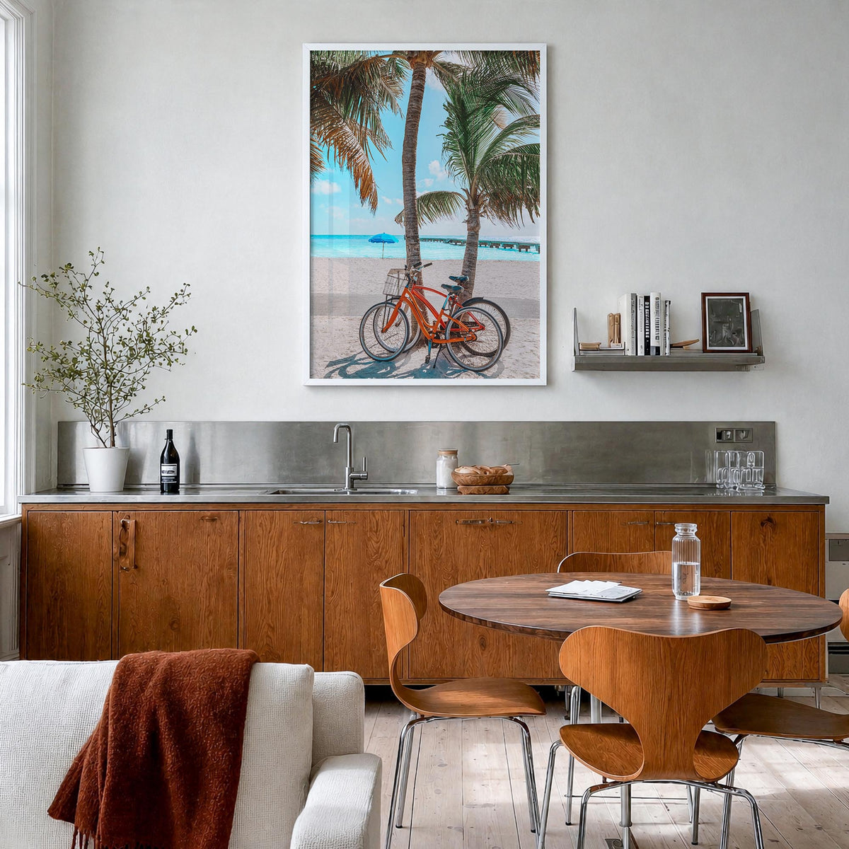 Key West no. 3 colorful photo poster of Florida, USA – vertical wall art in white wood frame, hanging on wall