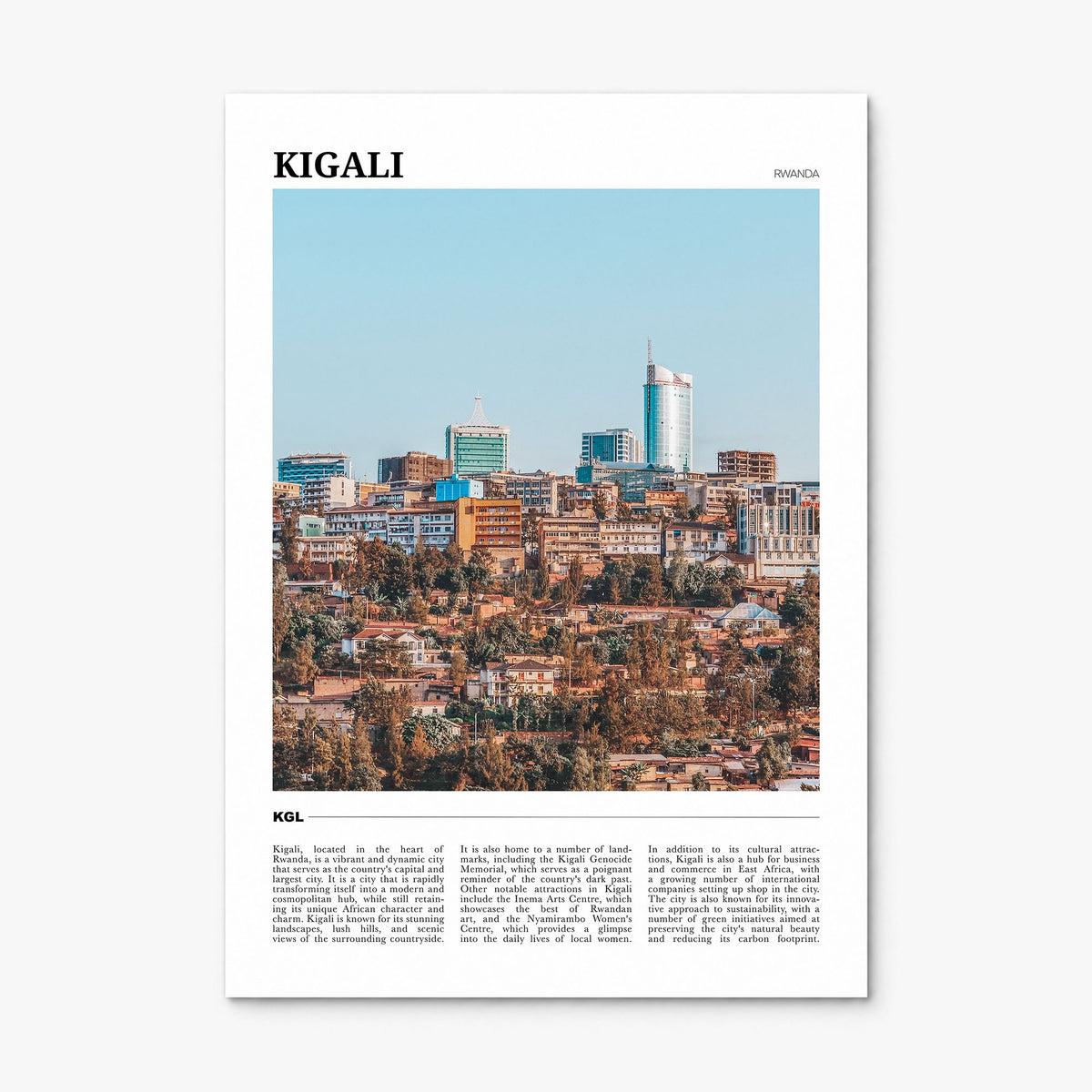 Kigali Travel Poster, print only (unframed)