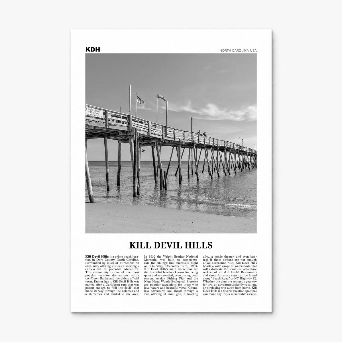 Kill Devil Hills Newspaper Poster, print only (unframed)