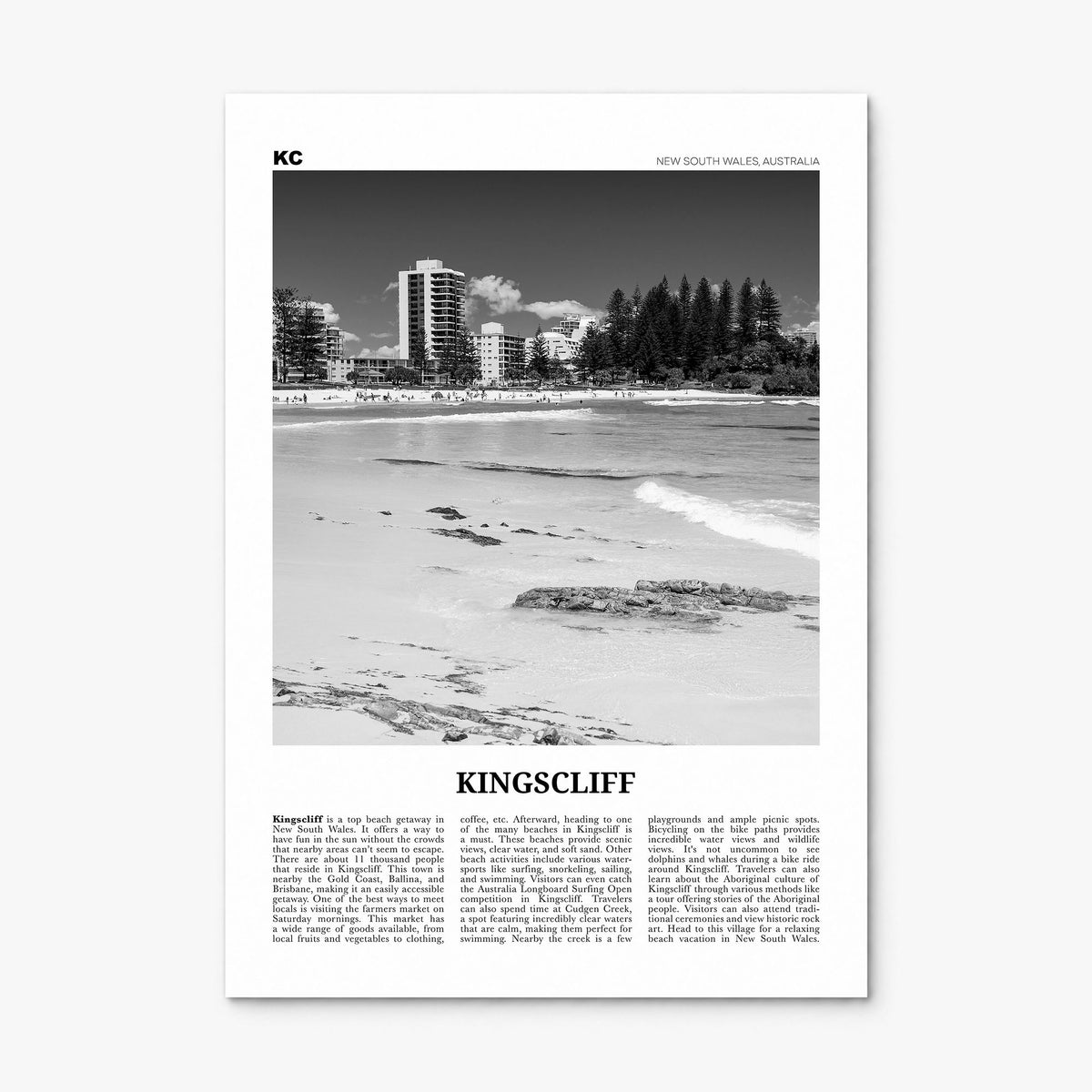 Kingscliff Newspaper Poster, print only (unframed)