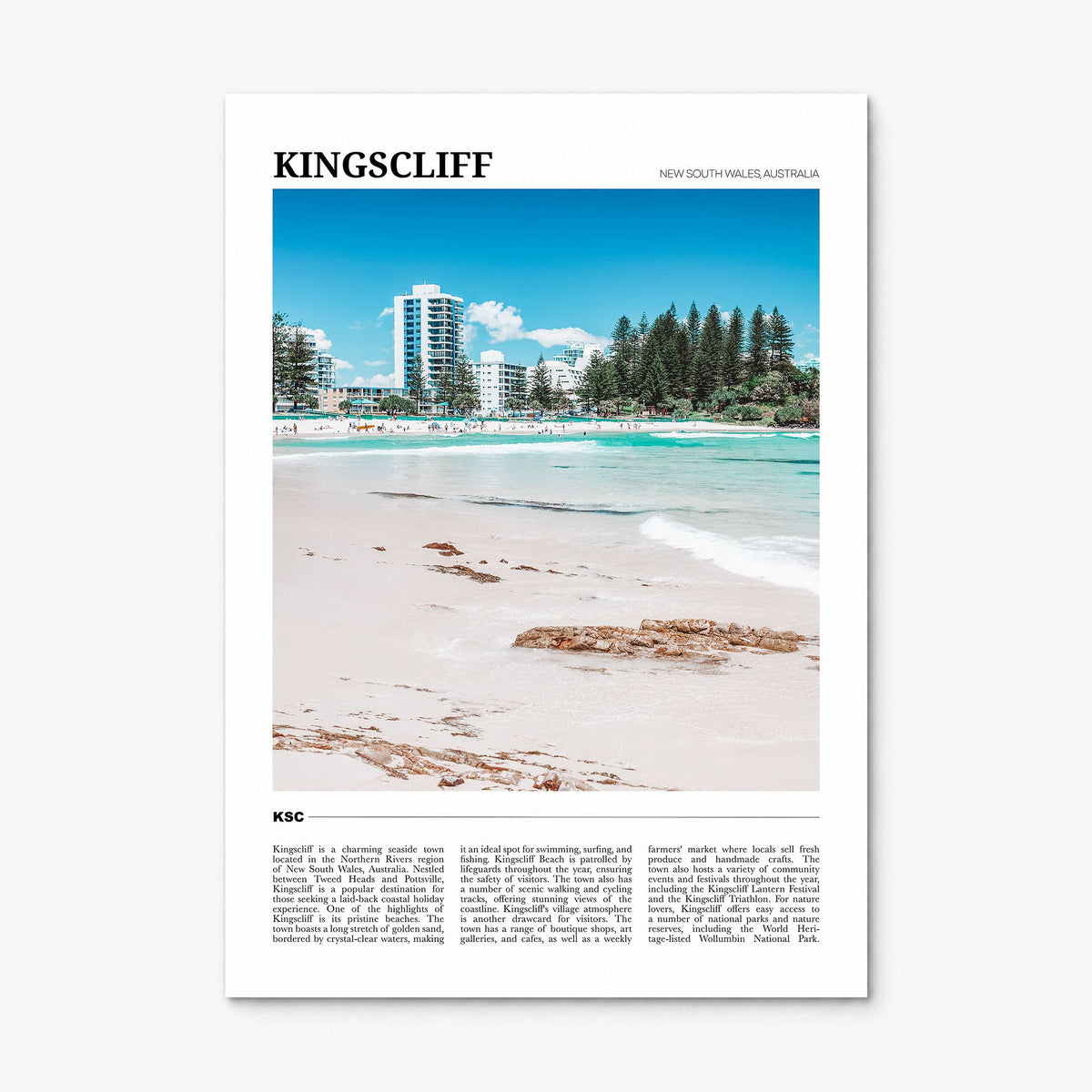Kingscliff Travel Poster, print only (unframed)