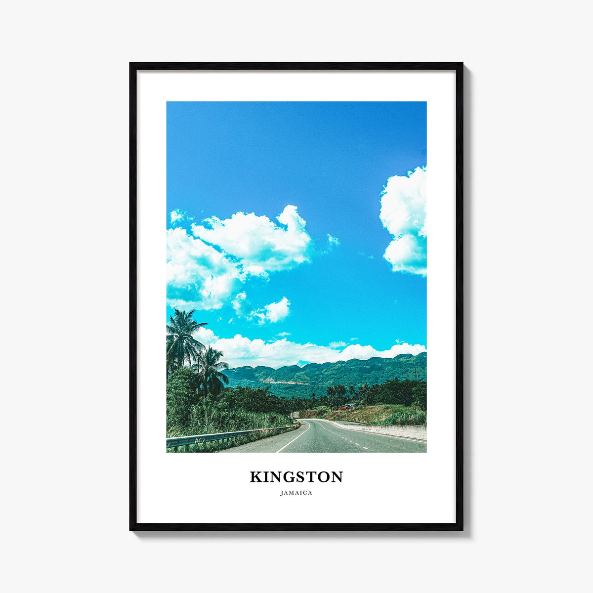 Kingston, Jamaica colorful classic poster of Jamaica – vertical wall art, unframed print shown in interior mockup